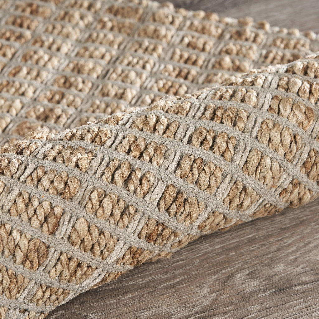 Tan and Gray Detailed Grid Scatter Rug – English Elm