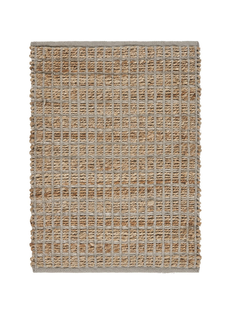 Tan and Gray Detailed Grid Scatter Rug – English Elm