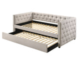 Romona Contemporary Daybed & Trundle Beige Fabric 39440-ACME
