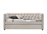 Romona Contemporary Daybed & Trundle Beige Fabric 39440-ACME