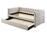 Romona Contemporary Daybed & Trundle Beige Fabric 39445-ACME