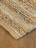 8’ x 10’ Teal and Natural Braided Jute Area Rug