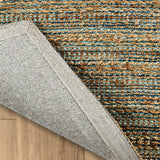 9’ x 12’ Teal and Natural Braided Jute Area Rug