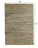 9’ x 12’ Teal and Natural Braided Jute Area Rug