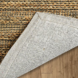 8’ x 10’ Gray and Natural Braided Striped Area Rug