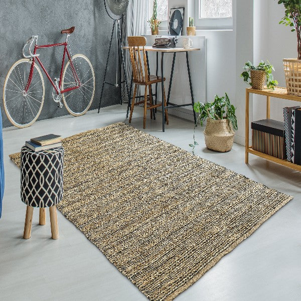 Tan and Gray Detailed Grid Scatter Rug – English Elm