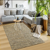 8’ x 10’ Gray and Natural Braided Striped Area Rug