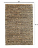 8’ x 10’ Gray and Natural Braided Striped Area Rug