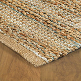 8’ x 10’ Blue and Natural Braided Jute Area Rug