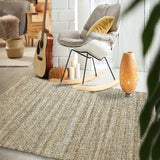 8’ x 10’ Blue and Natural Braided Jute Area Rug