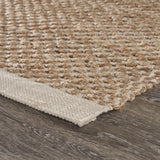 8’ x 10’ Tan and White Detailed Woven Area Rug