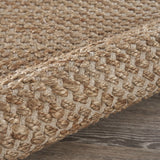 8’ x 10’ Tan and White Detailed Woven Area Rug