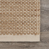 8’ x 10’ Tan and White Detailed Woven Area Rug