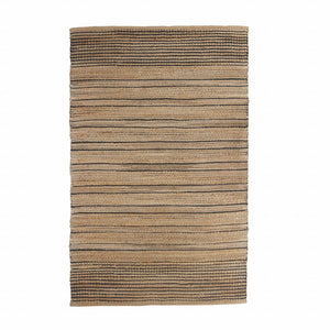 8’ x 10’ Tan and Black Eclectic Striped Area Rug