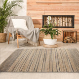 8’ x 10’ Tan and Black Eclectic Striped Area Rug