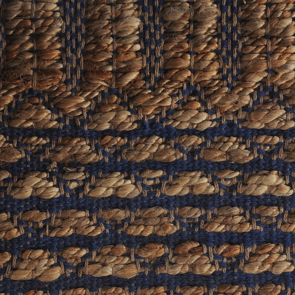 9’ x 12’ Tan and Blue Detailed Lattice Area Rug