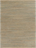 8’ x 10’ Tan and Blue Undertone Striated Area Rug