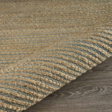 8’ x 10’ Tan and Blue Undertone Striated Area Rug