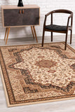 5’ Round Cream and Black Decorative Area Rug