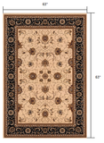 5’ Round Cream and Black Decorative Area Rug