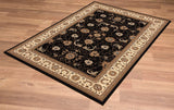 2’ x 5’ Black and Tan Floral Vines Area Rug