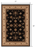 2’ x 5’ Black and Tan Floral Vines Area Rug