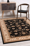 7’ x 9’ Black and Tan Floral Vines Area Rug