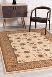 2’ x 12’ Cream and Tan Ornate Border Runner Rug