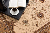 2’ x 5’ Cream and Tan Ornate Border Area Rug