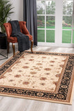 Cream and Black Decorative Runner Rug