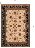 2’ x 4’ Cream and Black Decorative Area Rug