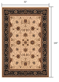 3’ x 12’ Cream and Black Decorative Runner Rug