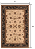 3’ x 5’ Cream and Black Decorative Area Rug