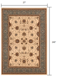 2’ x 20’ Cream and Blue Traditional Runner Rug