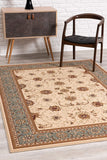 2’ x 6’ Cream and Blue Traditional Area Rug