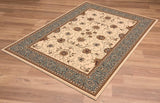 5’ x 8’ Cream and Blue Traditional Area Rug