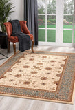 7’ Round Cream and Blue Traditional Area Rug