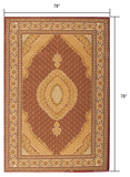 7’ Round Red and Beige Medallion Area Rug
