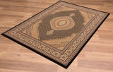 2’ x 12’ Black and Beige Medallion Runner Rug