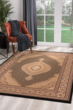 2’ x 13’ Black and Beige Medallion Runner Rug