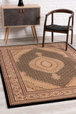 3’ x 5’ Black and Beige Medallion Area Rug