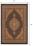 3’ x 5’ Black and Beige Medallion Area Rug