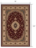 7’ x 9’ Red Floral Medallion Area Rug