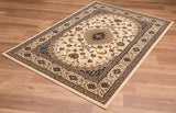 5’ Round Cream Floral Medallion Area Rug