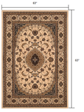 5’ Round Cream Floral Medallion Area Rug