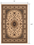 7’ x 9’ Cream Floral Medallion Area Rug