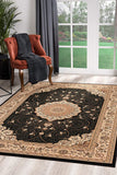 2’ x 13’ Black and Beige Embellished Runner Rug