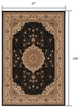 2’ x 13’ Black and Beige Embellished Runner Rug