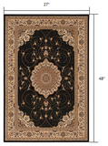 2’ x 4’ Black and Beige Embellished Area Rug