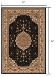 2’ x 6’ Black and Beige Embellished Area Rug